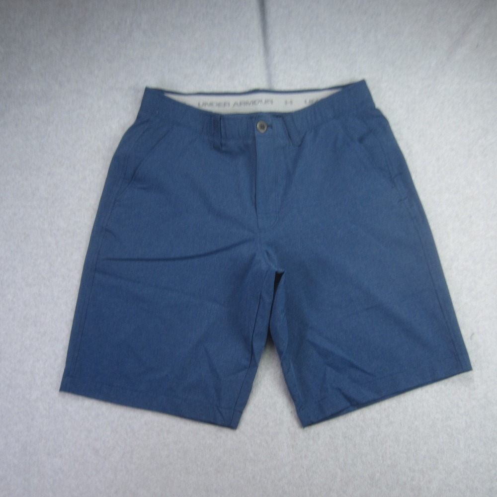 Under Armour Shorts Mens 34 Blue Flat Front Loose Fit‎ Golf Casual Performance